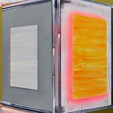 'Kubus' (2016), pigment, bindmiddel en olieverf op linnen, 75 x 66 cm,